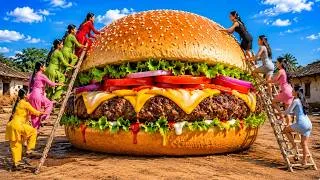 Thumbnail: Village Girls vs Rich Girls | 10 Feet Giant Burger Challenge | Epic Village Cooking Competition