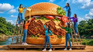 Thumbnail: World's Biggest 30-Foot Giant Burger | Jungle Picnic with 6 Indian Girls