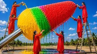 Thumbnail: 9 Village Girls Build a Giant Rainbow Ice Gola | Indian Village Mela Food Challenge