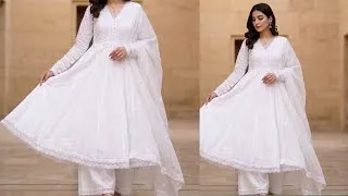 Thumbnail: Evergreen white 🤍 pannel Anarkali cutting and stitching 🤌 cutting ✂️ and stitching,