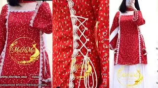 Thumbnail: Side dori 🤌kurti cutting✂️ and stitching🪡, Insta viral short kurti 🌺square neck cutting💕
