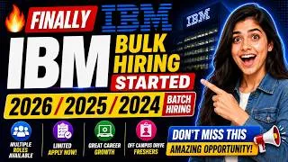 Thumbnail: 😱Finally IBM Bulk Hiring STarted | 2026/2025/2024 Batch Hiring | Off Campus Drive Freshers