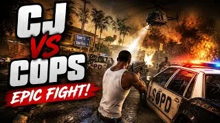 Thumbnail: 🔥 CJ vs COPS – EPIC FIGHT IN LOS SANTOS! 🚔💥