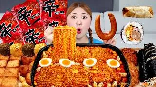 Thumbnail: ASMR MUKBANG 라면 6봉지 치킨 김밥 먹방 모음🔥 EAT SPICY RAMEN CHICKEN REAL SOUND | HIU 하이유
