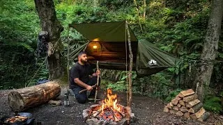Thumbnail: Solo Camping; Survival in the Wild. Bushcraft Skills. Hammock Tent. Outdoor Cooking