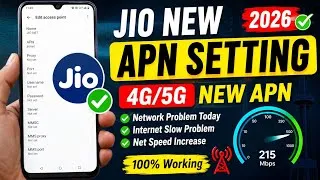 Thumbnail: Jio New APN Setting 2026 ✅ | Jio Network Problem Today | Jio 4G/5G New Apn Settings 2026😍 #Jioapn