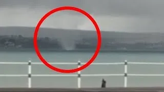 Thumbnail: swirling water spout is whipped up like a tornado from the seas off southwest England [VIDEO]