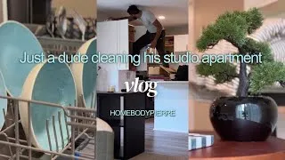 Thumbnail: Just a dude cleaning his studio apartment (vlog)