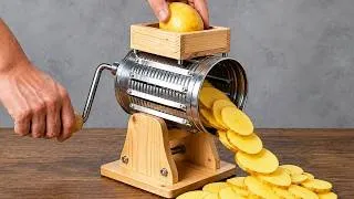 Thumbnail: A 60-year-old carpenter built a potato slicer out of a tin can! Anyone can make one