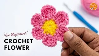 Thumbnail: Easy Crochet flower pattern for BEGINNERS | How to crochet a Flower