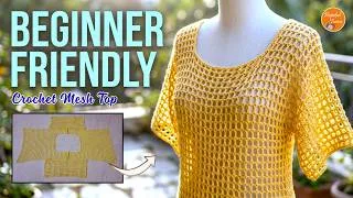 Thumbnail: Easy Crochet Mesh Top Pattern for Beginners (Made from Rectangles!)