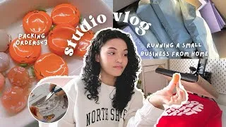 Thumbnail: 🍊 studio vlog 𖦹. ̊ running a small business from home 🏠,  asmr packing orders 📦 & designing products