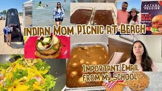 Thumbnail: 🧺☀️🌊PICNIC AT BEACH 🏖️IMPORTANT EMAIL FROM MY SCHOOL/Few RANDOM DAYS IN INDIAN MOM LIFE in USAH4Visa