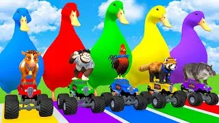 Thumbnail: Long Slide Game With Cow Elephant Gorilla Hippopotamus Tiger 3d Animal Game Funny 3d Animals