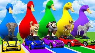 Thumbnail: Long Slide Game With Elephant Gorilla Buffalo Hippopotamus Tiger 3d Animal Game Funny 3d Animals