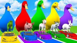 Thumbnail: Long Slide Game With Cow Elephant Gorilla Hippopotamus Tiger 3d Animal Game Funny 3d Animals