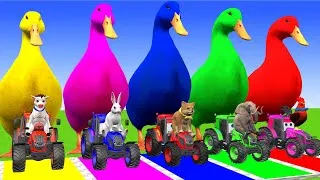 Thumbnail: Long Slide Game With Elephant Gorilla Buffalo Hippopotamus Tiger 3d Animal Game Funny 3d Animals