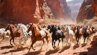 Thumbnail: The strong, sturdy horses gallop through the majestic mountain gorges - Horse sounds - Horse videos