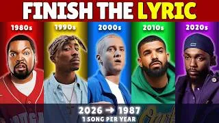 Thumbnail: Finish The Lyric 🎤 HIP HOP EDITION | 2026 to 1987 | 1 Song Per Year (40 Years of Rap!)