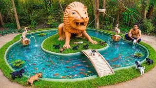 Thumbnail: I Built a Giant Lion House for Rescue Puppies 🦁🏡 With a Fish Pond!