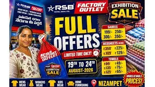 Thumbnail: RSB Factory Outlet Nizampet 🔥 FULL OFFERS | Sarees ₹199 | Bedsheets ₹129 | Towels ₹49 😱| Exclusively