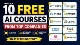 Thumbnail: 10 FREE AI Courses by Google, OpenAI, Meta & More (Learn AI in 2026 🚀)