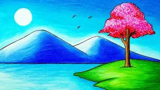 Thumbnail: Easy Scenery Drawing | How To Draw a Stunning Lake and Mountain Scenery With Oil Pastel Drawing