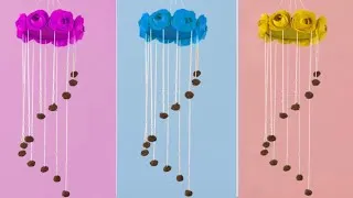 Thumbnail: Paper Flower Wall Hanging Tutorial 🌹 Easy DIY Home Decor with Coconut Coir