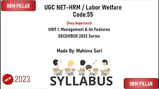 Thumbnail: UGC NET|HRM| Labor Welfare |Code55| New December Series 2023| HRM Pillar | Management & its Features