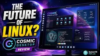 Thumbnail: COSMIC Desktop Review 🚀 Is This the Future of Linux? | Full Review & First Look