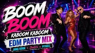 Thumbnail: BOOM KABOOM KABOOM | Jung Kook x Shakira x Pitbull | Full Bass EDM Party Mix (Official AI Music)