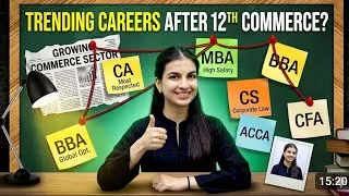 Thumbnail: Most trending Career Options after Commerce in Class 12 | CA, ACCA, CFA, CS, BBA, BCOM, MBA #career