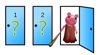 Thumbnail: Monty hall problem inside of piggy build mode