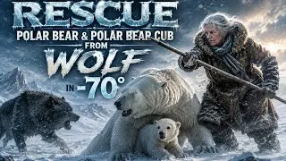 Thumbnail: Grandmother Rescues Polar Bear & Cub from Wolves in -70°C! 🐻‍❄️❄️ #youtube #wildliferescue #animals