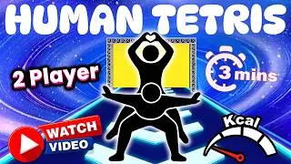 Thumbnail: 3 MIN Human Tetris 2 Player Co-op 💥 | Interactive Warm Up | Viral Challenge