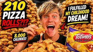 Thumbnail: I FULFILLED MY CHILDHOOD DREAM! I ate 210 PIZZA ROLLS For Dinner! (8000+ Calories!) BEST Idea Yet…