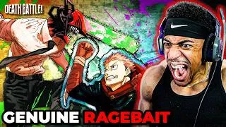 Thumbnail: YUJI VS. DENJI WAS UNHINGED RAGEBAIT!!😭💔| DEATH BATTLE! REACTION (Jujutsu Kaisen vs Chainsaw Man)