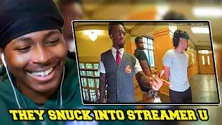 Thumbnail: THEY TRIED TO SNEAK INTO STREAMER U!!! Dumb Streamers Meet Karma Trying To Go Viral Reaction