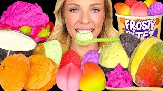 Thumbnail: ASMR MUKBANG, Viral Frozen Fruit Ice Cream, Dragon Fruit, Peach, Mango Kiwi Avocado Eating Sounds 먹방