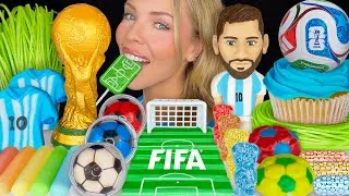 Thumbnail: ASMR MUKBANG, FIFA World Cup Food, Lionel Messi, Edible Gold Trophy, Football Candy, Edible Grass 먹방