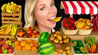 Thumbnail: ASMR MUKBANG, Miniature Food, Tiny Fruits, Potatoes, Mango, Watermelon, Green Apples, Mini Market 먹방