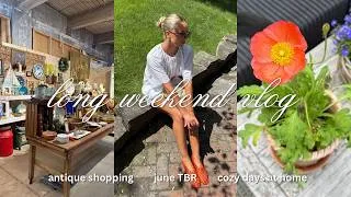 Thumbnail: memorial weekend at home 🍓📖 chatting books, my june TBR, markets & antique shopping haul