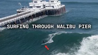 Thumbnail: HISTORIC South Swell at MALIBU (Surfing thru pier + Crazy Rescue)