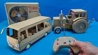 Thumbnail: Homemade cardboard remote control bus, tractor, air conditioner #CardboardCraft #RemoteControlCar