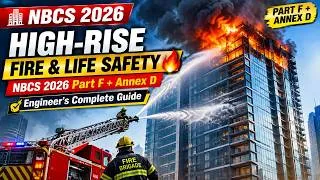 Thumbnail: High-Rise Fire & Life Safety 🔥 NBCS 2026 Part F + Annex D  Engineer’s Complete Guide
