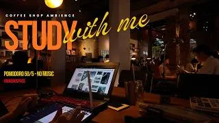 Thumbnail: Study with me in a cozy crowded cafe ☕ | Warm light ambience | Pomodoro 50/5 | No Music