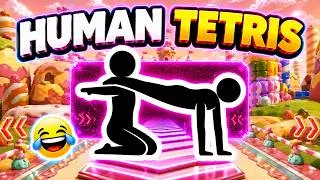 Thumbnail: CAN 2 PLAYERS STAY IN SYNC? | 😵‍💫 CO-OP HUMAN TETRIS | Viral Immersive Interactive Warm-Up