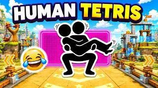 Thumbnail: CO-OP HUMAN TETRIS | 🤯 Can 2 Players Survive Every Wall? | Immersive Interactive Warm-Up
