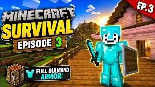 Thumbnail: I Finally Got FULL DIAMOND ARMOR! 💎🔥 | Minecraft Survival Series #3