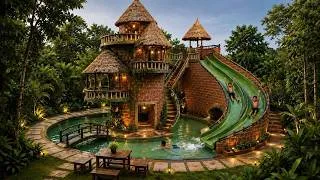 Thumbnail: I Built a Jungle House & Giant Natural Waterslide Using Primitive Skills